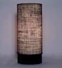 Louise Blue Natural Fiber Shade Table Lamp With Wood Base