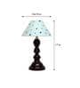 Alice Blue Fabric Shade Night Lamp With Wood Base