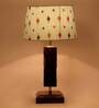 Vrikshya Blue Fabric Shade Night Lamp With Wood Base