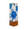 Dark Blue & White Fabric Shade Table Lamp With Wood Base