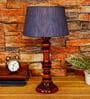 Hector Blue Natural Fiber Shade Night Lamp With Wood Base