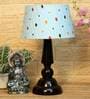 Mackay Blue Fabric Shade Night Lamp With Wood Base