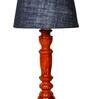 Klimt Blue Natural Fiber Shade Night Lamp With Wood Base