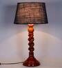 Chelsfield Blue Natural Fiber Shade Night Lamp With Wood Base