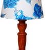 Cherosi Blue Fabric Shade Night Lamp With Wood Base