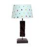 Vrikshya Blue Fabric Shade Night Lamp With Wood Base