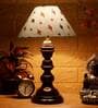 Alice Blue Fabric Shade Night Lamp With Wood Base
