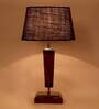 Damsel Blue Natural Fiber Shade Night Lamp With Wood Base
