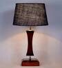 Hudson Blue Natural Fiber Shade Night Lamp With Wood Base