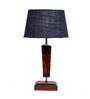 Damsel Blue Natural Fiber Shade Night Lamp With Wood Base