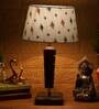 Galaxy Blue Fabric Shade Night Lamp With Wood Base