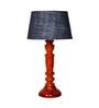 Klimt Blue Natural Fiber Shade Night Lamp With Wood Base