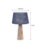 Exemplary Blue Natural Fiber Shade Night Lamp With Wood Base