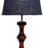 Tarter Blue Natural Fiber Shade Night Lamp With Wood Base