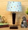 Galaxy Blue Fabric Shade Night Lamp With Wood Base