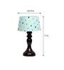 Amber Blue Fabric Shade Night Lamp With Wood Base