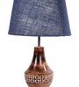 Belfast Blue Natural Fiber Shade Night Lamp With Wood Base
