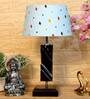 Vrikshya Blue Fabric Shade Night Lamp With Wood Base