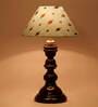 Alice Blue Fabric Shade Night Lamp With Wood Base
