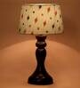 Amber Blue Fabric Shade Night Lamp With Wood Base