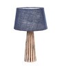 Exemplary Blue Natural Fiber Shade Night Lamp With Wood Base