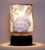 Havana Blue Fabric Shade Night Lamp With Wood Base