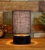 Blue Shade Table Lamp With Wood Base