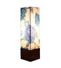 Dark Blue & White Fabric Shade Table Lamp With Wood Base