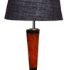 Naeva Blue Natural Fiber Shade Night Lamp With Wood Base