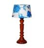 Cherosi Blue Fabric Shade Night Lamp With Wood Base