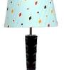 Galaxy Blue Fabric Shade Night Lamp With Wood Base