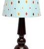 Mackay Blue Fabric Shade Night Lamp With Wood Base