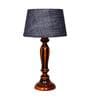 Agueda Blue Natural Fiber Shade Night Lamp With Wood Base