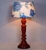 Cherosi Blue Fabric Shade Night Lamp With Wood Base