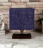 Blue Shade Table Lamp With Wood Base