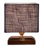 Blue Shade Table Lamp With Wood Base