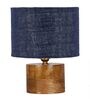 Blue Shade Table Lamp With Wood Base