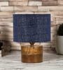 Blue Shade Table Lamp With Wood Base