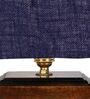 Blue Shade Table Lamp With Wood Base