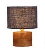 Blue Shade Table Lamp With Wood Base