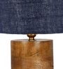 Blue Shade Table Lamp With Wood Base