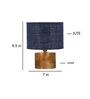 Blue Shade Table Lamp With Wood Base