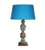 Blue Shade Table Lamp With Wooden Base