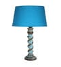 Blue Shade Table Lamp With Wooden Base