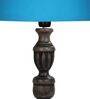 Blue Shade Table Lamp With Wooden Base