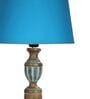 Blue Shade Table Lamp With Wooden Base