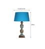 Blue Shade Table Lamp With Wooden Base