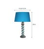 Blue Shade Table Lamp With Wooden Base