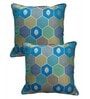 Blue Silk blend Honeycomb Brocade 16x16 inches Cushion Covers (Set of 2)