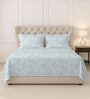 Blue Simply Floral Printed 400 TC Cotton Super King Sized Bedsheet with 2 Pillow Covers